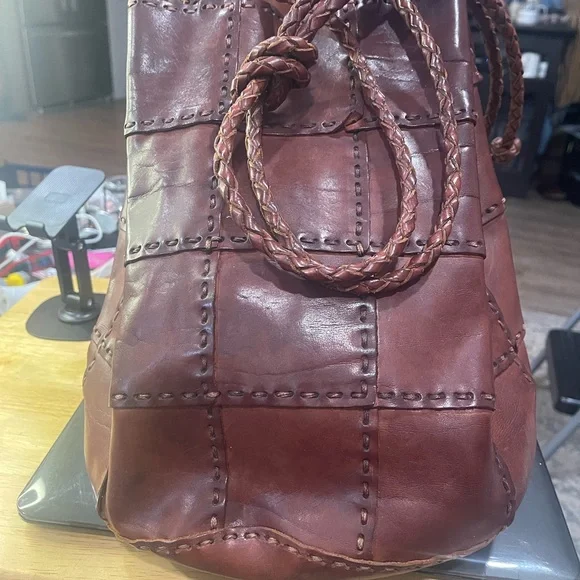 Elegant Vintage Italian Ellepi Brown Leather Tote/Slingback Bag - Picture 1 of 5